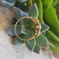 18ct gold blue sapphire & old cut diamond Edwardian crown Ring