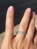 Platinum Deco engraved 12 European cut diamond estate band -apx 1.56ct tw