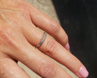 Platinum baguette & round diamond vintage curved band
