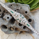 Platinum c.1920's Art Deco diamond & emerald bracelet