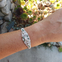 Platinum c.1920's Art Deco diamond & emerald bracelet