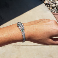 Platinum c.1920's Art Deco diamond & emerald bracelet