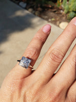 14k white gold 9 diamond cluster illusion head estate ring