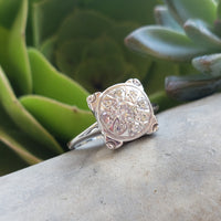 14k white gold 9 diamond cluster illusion head estate ring