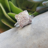 14k white gold 9 diamond cluster illusion head estate ring