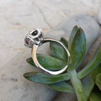 14k white gold 9 diamond cluster illusion head estate ring