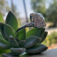 14k white gold 9 diamond cluster illusion head estate ring