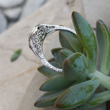 18k white gold Art Deco filigree diamond & sapphire ring