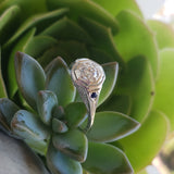 18k white gold Art Deco filigree diamond & sapphire ring