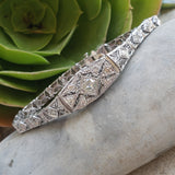 14k white gold c.20's Art Deco filigree diamond bracelet