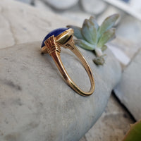 10k gold cabochon blue chalcedony Deco estate ring