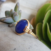 10k gold cabochon blue chalcedony Deco estate ring