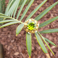 18k gold Peridot floral estate cocktail Ring