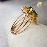 18k gold Peridot floral estate cocktail Ring