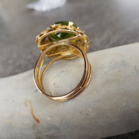 18k gold Peridot floral estate cocktail Ring
