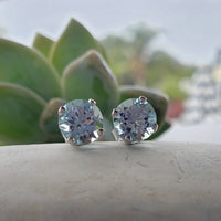 14k white gold Aquamarine studs
