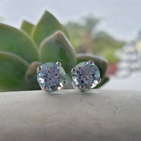 14k white gold Aquamarine studs