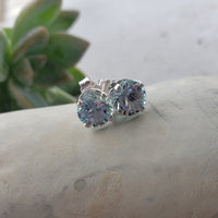 14k white gold Aquamarine studs