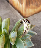 14k gold two tone Garnet estate solitaire DECO Ring - apx 1ct