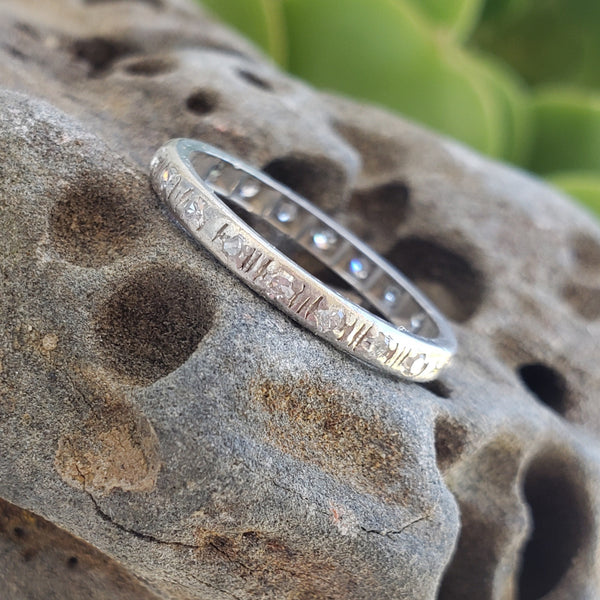 Platinum vintage Deco diamond eternity band SIZE 6