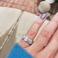 Platinum Art Deco wide diamond estate eternity band - size 6