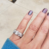 Platinum Art Deco wide diamond estate eternity band - size 6