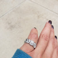 Platinum Art Deco wide diamond estate eternity band - size 6