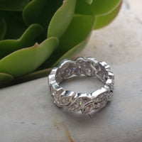 Platinum Art Deco wide diamond estate eternity band - size 6
