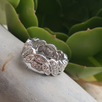Platinum Art Deco wide diamond estate eternity band - size 6