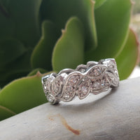 Platinum Art Deco wide diamond estate eternity band - size 6