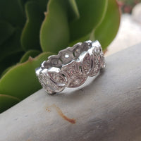 Platinum Art Deco wide diamond estate eternity band - size 6