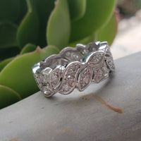 Platinum Art Deco wide diamond estate eternity band - size 6