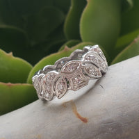 Platinum Art Deco wide diamond estate eternity band - size 6