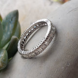Platinum estate emerald & square step cut Diamond Eternity band size 6