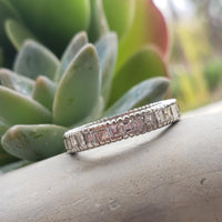 Platinum estate emerald & square step cut Diamond Eternity band size 6
