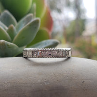 Platinum estate emerald & square step cut Diamond Eternity band size 6