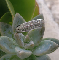 Platinum estate emerald & square step cut Diamond Eternity band size 6