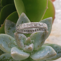 Platinum estate emerald & square step cut Diamond Eternity band size 6