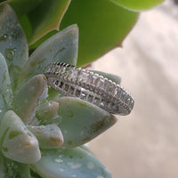 Platinum estate emerald & square step cut Diamond Eternity band size 6