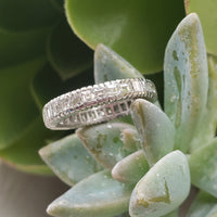 Platinum estate emerald & square step cut Diamond Eternity band size 6
