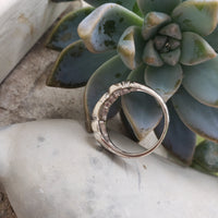 14k white gold 9 diamond leaf motif estate band