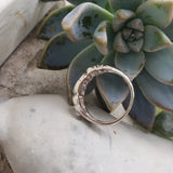 14k white gold 9 diamond leaf motif estate band