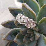 14k white gold 9 diamond leaf motif estate band