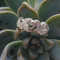 14k white gold 9 diamond leaf motif estate band