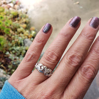 14k white gold 9 diamond leaf motif estate band