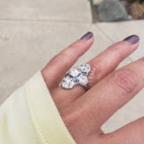Platinum Diamond & Sapphire estate Art Deco c.1920's filigree glove shield Ring