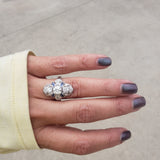 Platinum Diamond & Sapphire estate Art Deco c.1920's filigree glove shield Ring