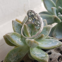 Platinum Diamond & Sapphire estate Art Deco c.1920's filigree glove shield Ring
