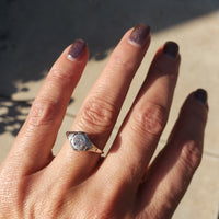 18k white gold  c.1920's Deco diamond filigree Engagement Ring