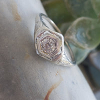 18k white gold  c.1920's Deco diamond filigree Engagement Ring